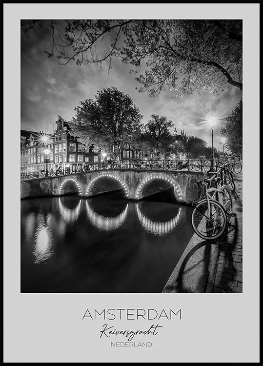 In focus: AMSTERDAM Idyllic nightscape from Keizersgracht Plakat