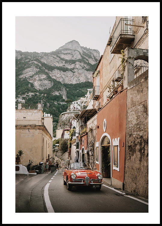 Red Car On The Amalafi Coast Plakat