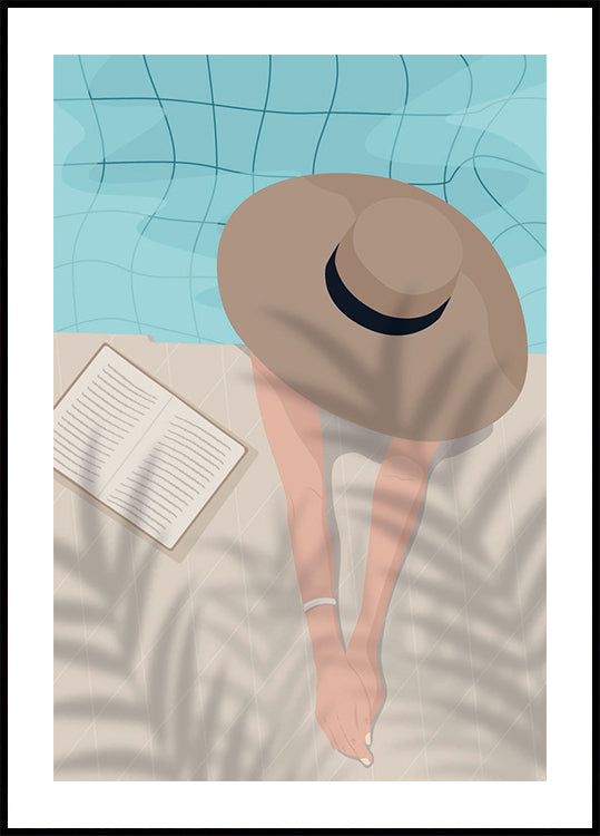 Enjoy the Moment 2, Summer Poolside with Book and Hat Plakat