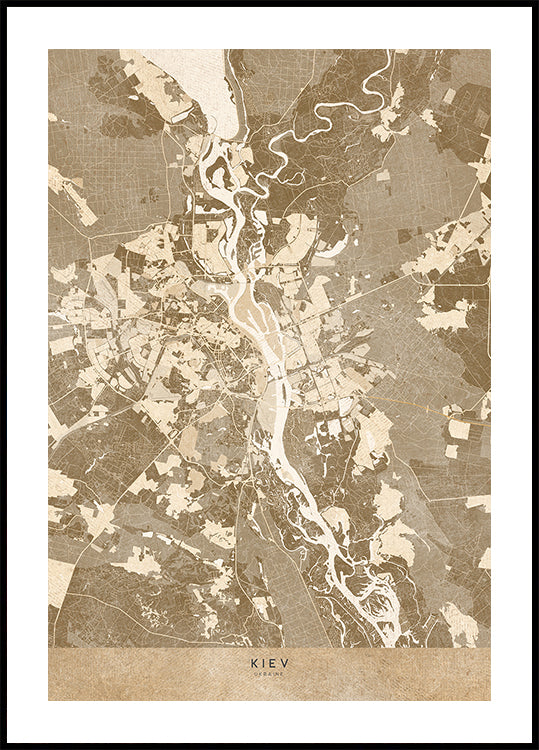 Sepia map of Kiev (pre-war) Plakat