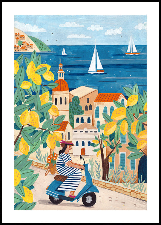 Travel woman on the Amalfi coast, Italy Plakat