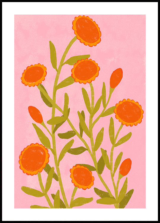 Vibrant Orange Flowers Plakat