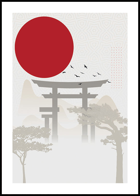 Red Sun Torii Plakat