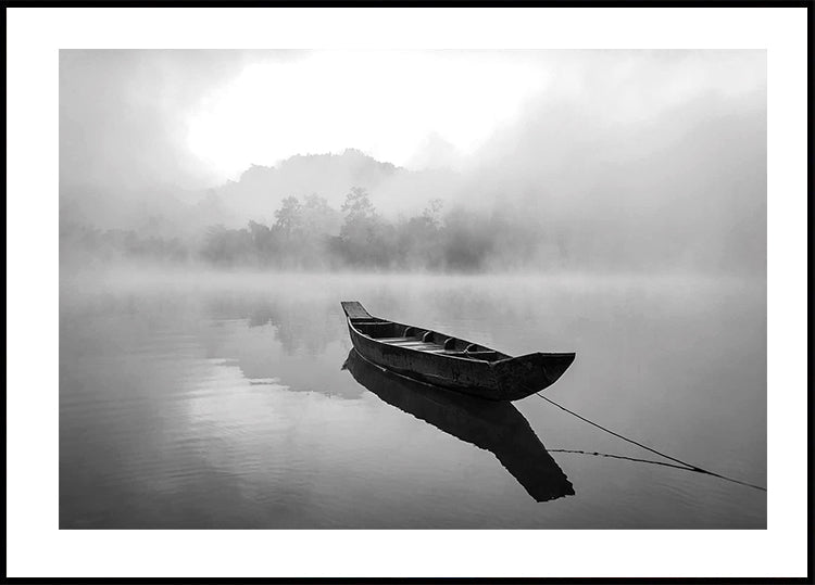 Mysterious Serenity in Foggy Waters plakat