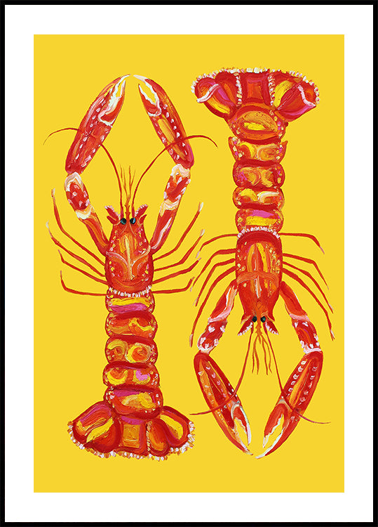 Langoustines On Yellow Plakat