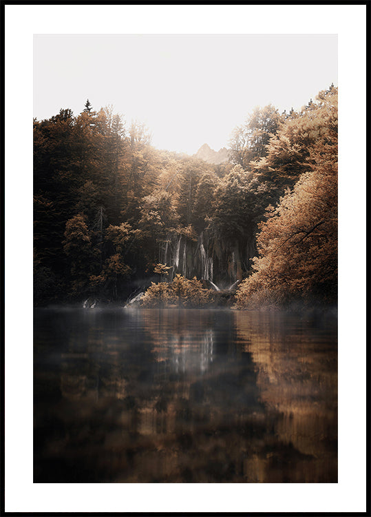 Sunrise in the Misty Forest with Reflections Plakat - Posterbox.dk