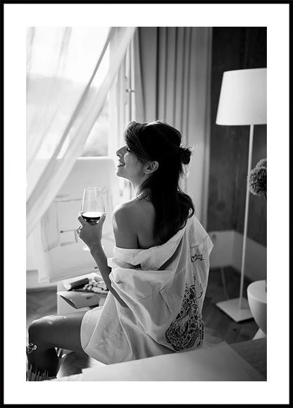 Woman Relaxing with Wine Plakat