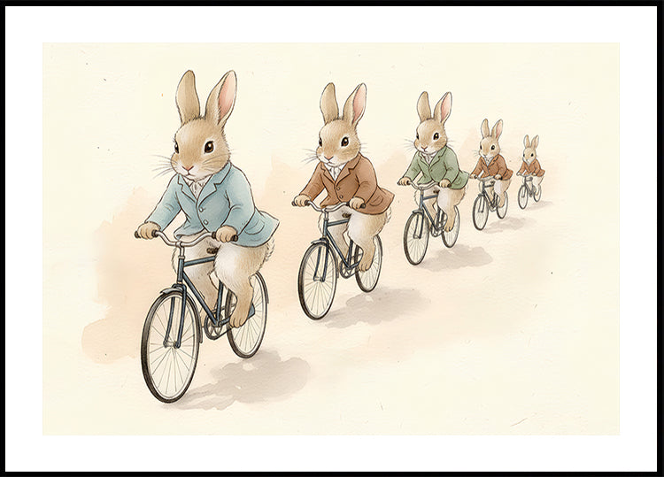 Bunny Friends on Bicycles Plakat