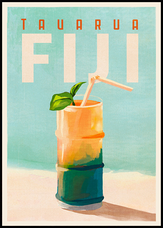 Tavarua Fiji Cocktail Travel Art Plakat