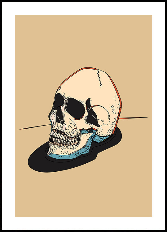 Skull Illustration On A Beige Background Plakat