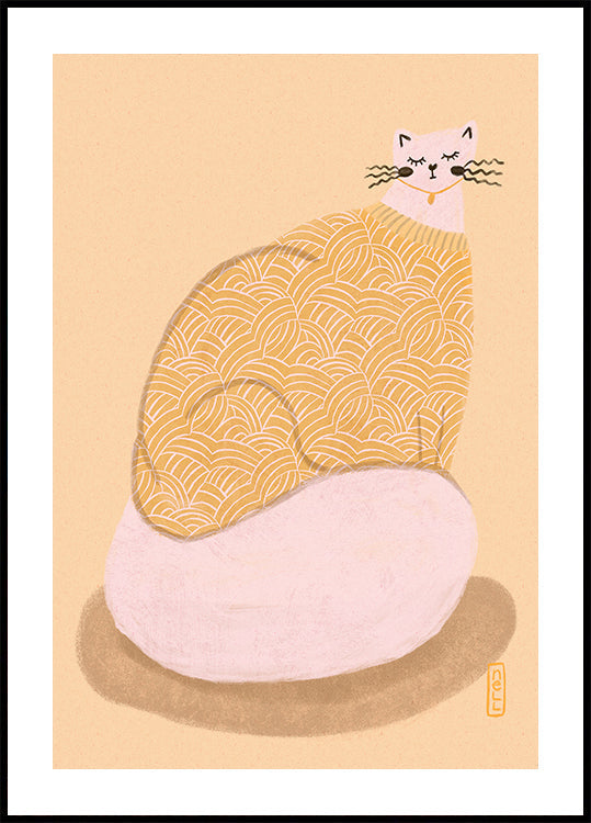 Cat in a Butter Yellow Jersey Illustration Plakat