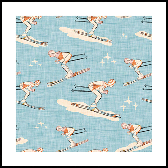 Winter Sports   Retro Vintage Ski Blue.png Plakat