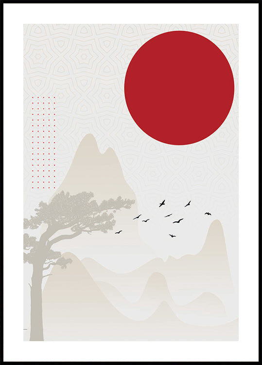 Red Sun Landscape Plakat