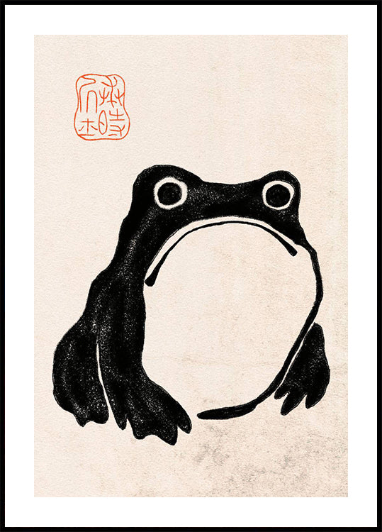 Japanese Frog Ink Art Plakat