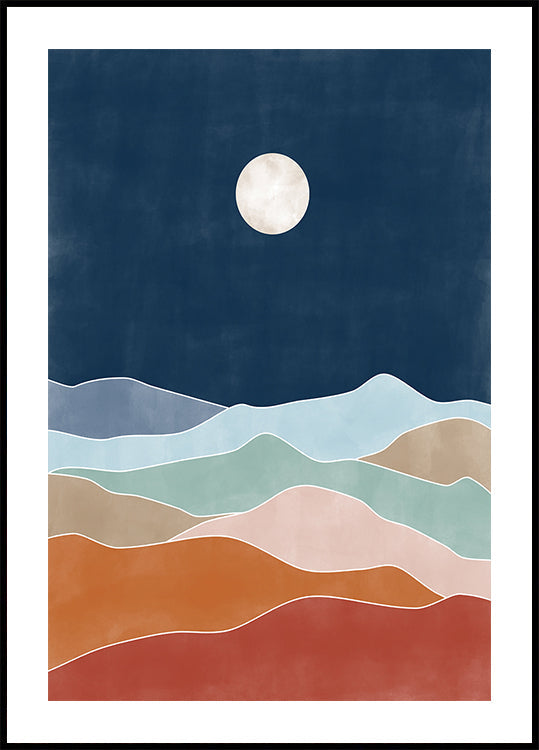 Moonlit Hill Scape  Plakat