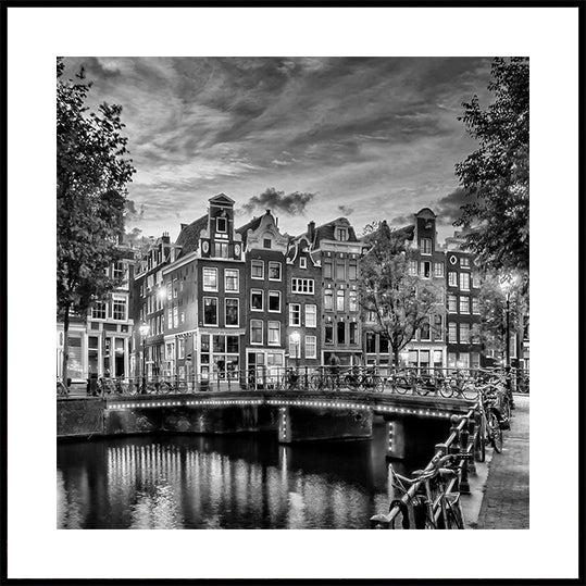 AMSTERDAM Idyllic impression from Singel - Monochrome Plakat