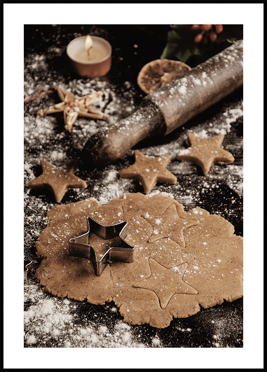 Festive Gingerbread Baking Scene Plakat