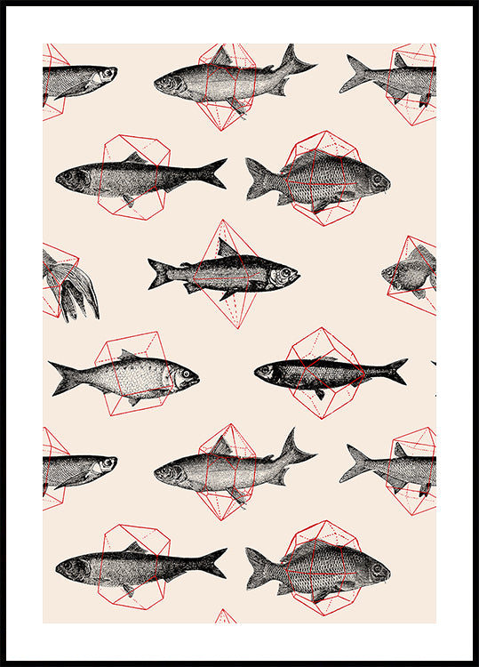 Fishes In Geometrics Nº4 Plakat