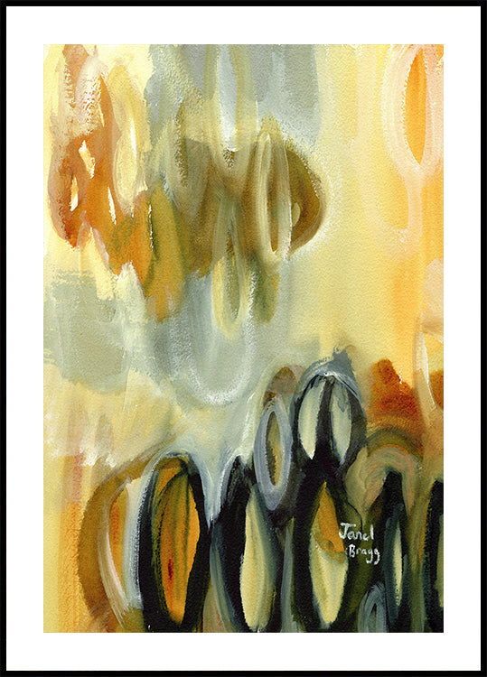 Abstract With Ovals and Gold Plakat