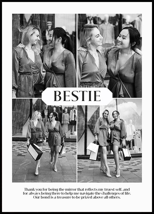 Best Friend Personalized Black and White Collage Plakat