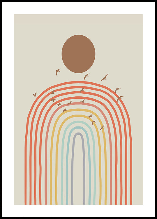 Stylized Rainbow With Layered Pastel Plakat