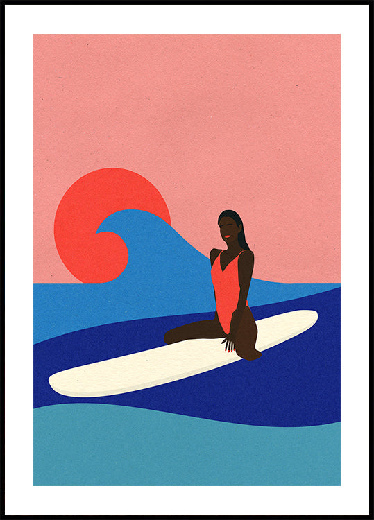 Girl On a Surfboard Plakat