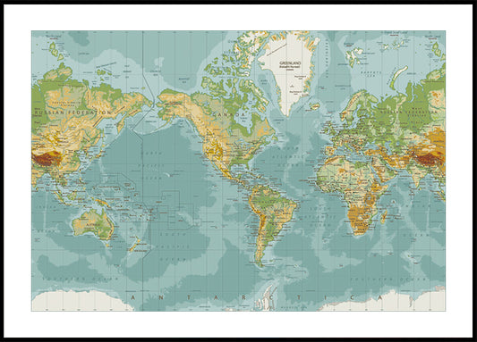 Physical World Map Plakat