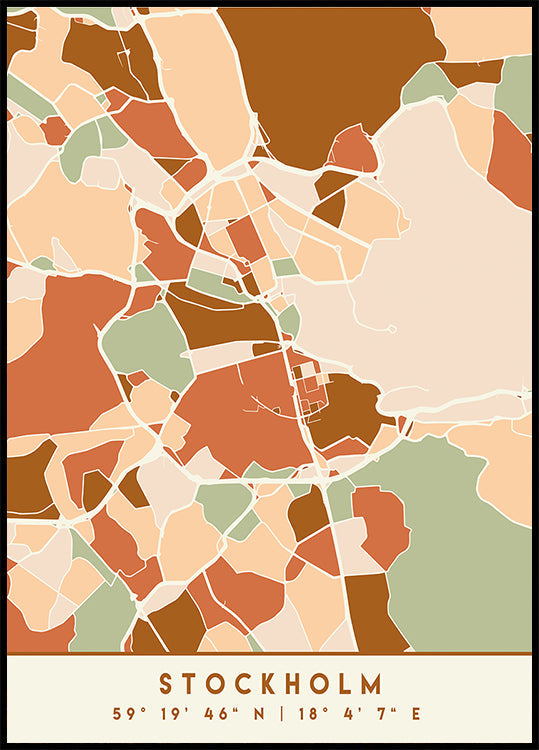Black Maps Earth Tones 83 Plakat