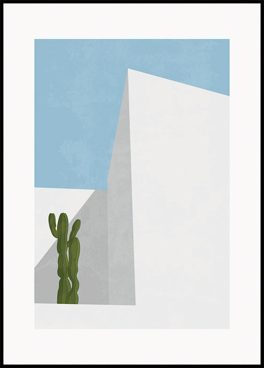 Minimal Desert View, Cactus and Geometry Plakat
