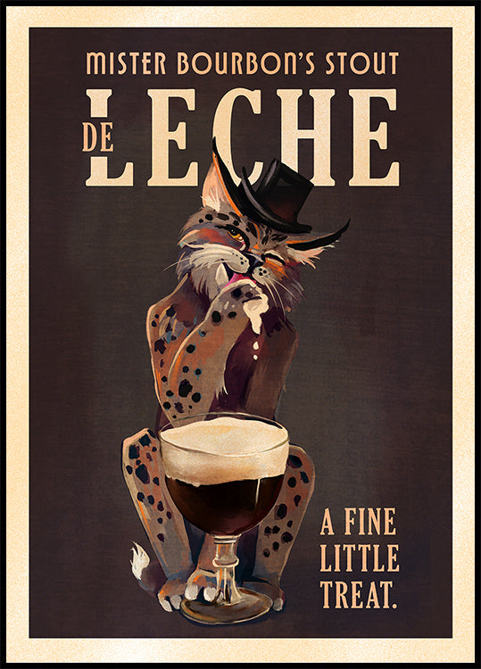 Bourbon De Leche Guinness Style Cat Art Plakat