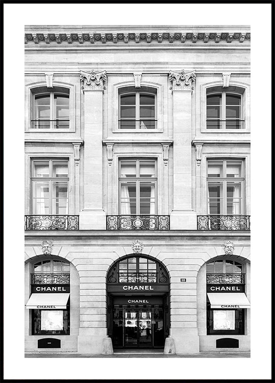 Chanel Paris Boutique Black & White Plakat