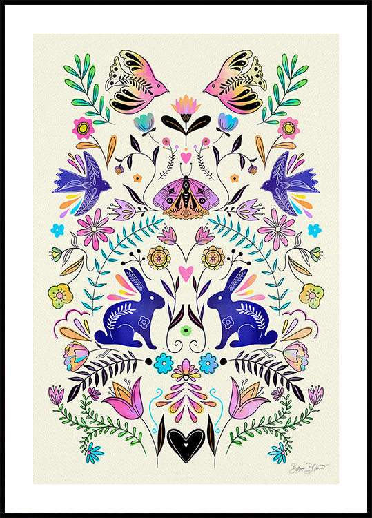 Colorful Folk Art Illustration Plakat