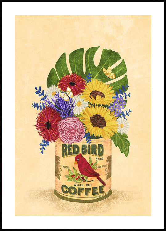 Flowers In a Vintage Coffee Can Plakat