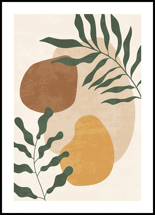 Abstract Shapes and Leaf Plakat - Posterbox.dk
