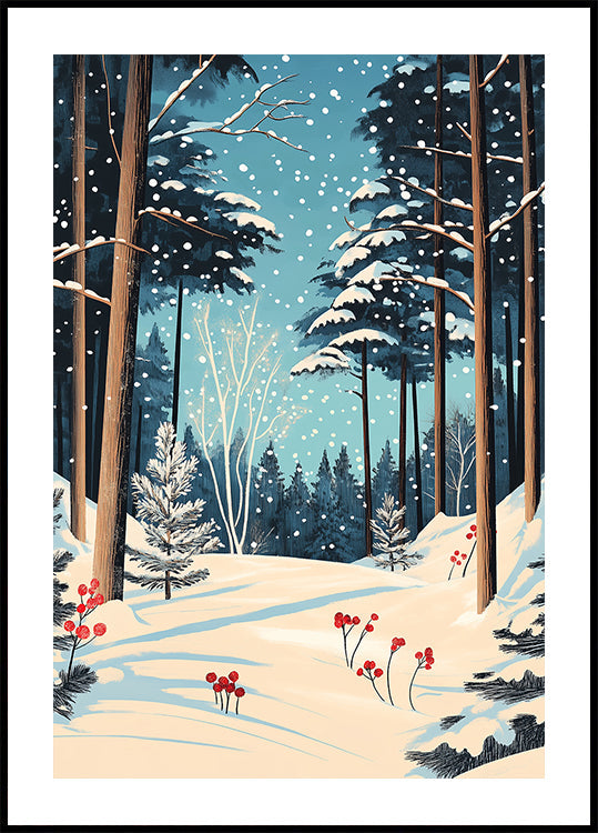 Christmas Snowy forest Plakat