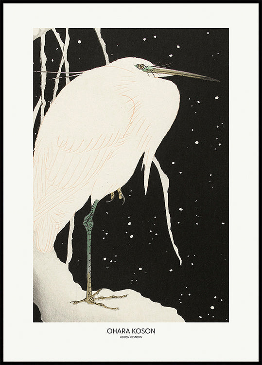 Heron In The Snow Plakat