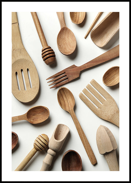 Rustic Wooden Utensils Plakat