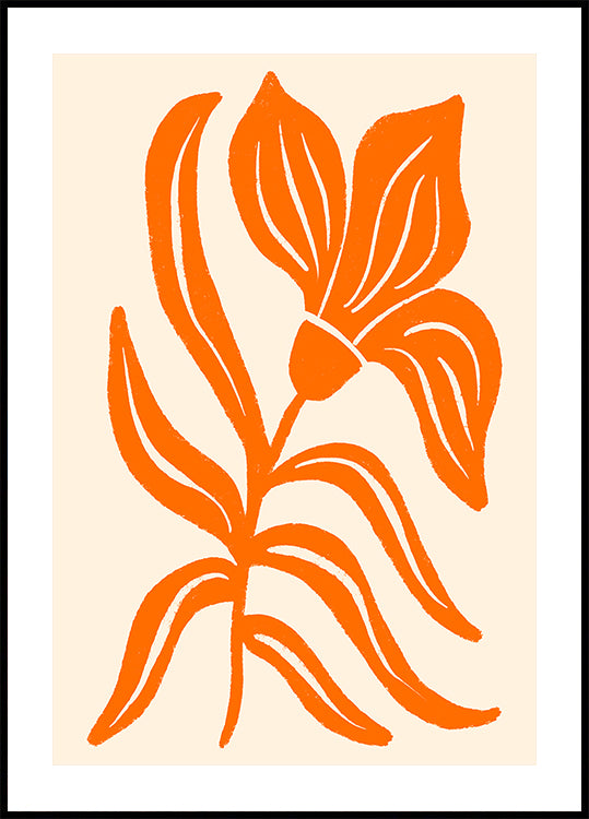 Abstract  Orange Stylized Tulip Plakat