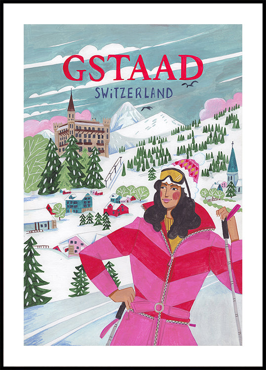 Travel Woman in Gstaad, Switzerland Plakat