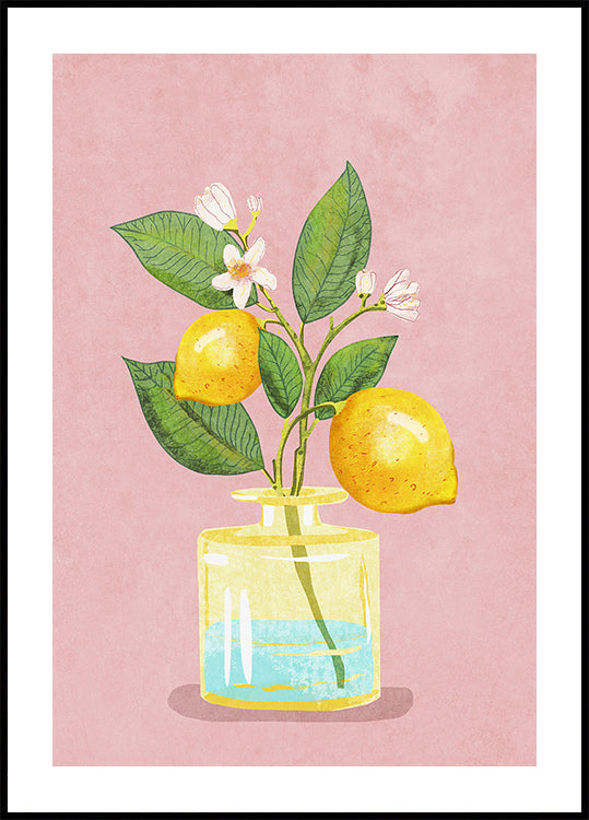 Lemon Bunch In Vase Plakat
