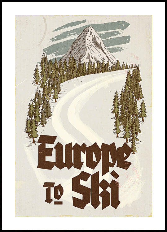 Europe To Ski Vintage Travel Postcard Plakat