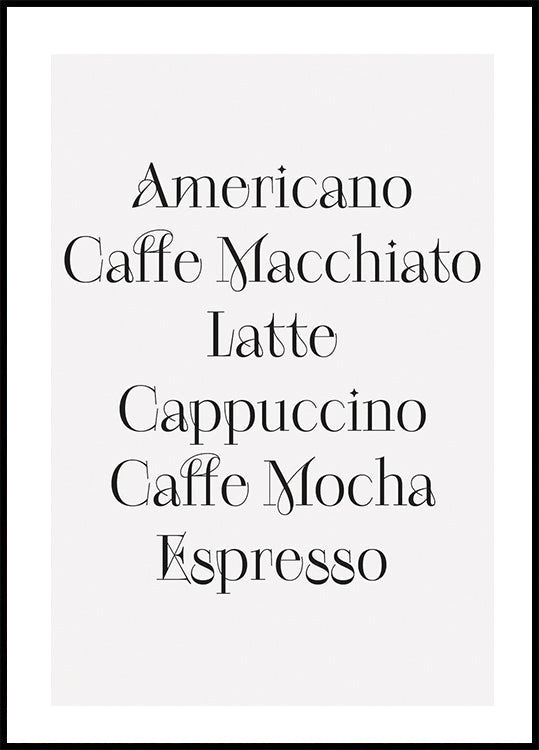 Kaffedrikke Plakat - Posterbox.dk