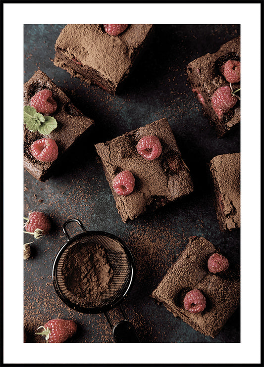 Decadent Chocolate Raspberry Brownies Plakat