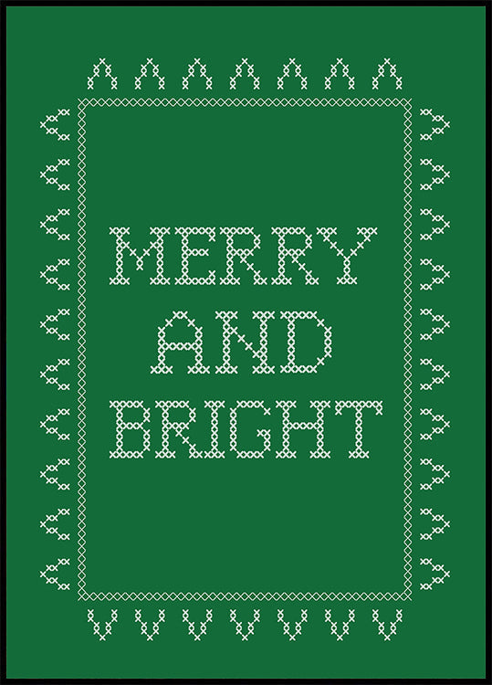 Merry and Bright - Cross Stitch - Green Plakat