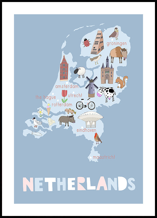 The Netherlands Illustration by Artist Carla Daly Plakat