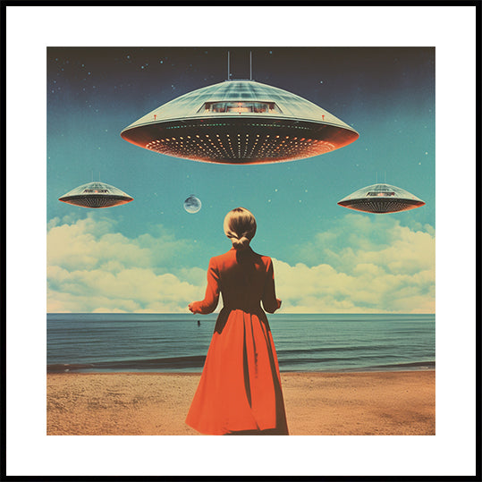 UFO Skies Collage Art Plakat