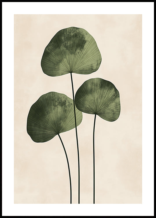 Green Leaves with Delicate Veins Plakat