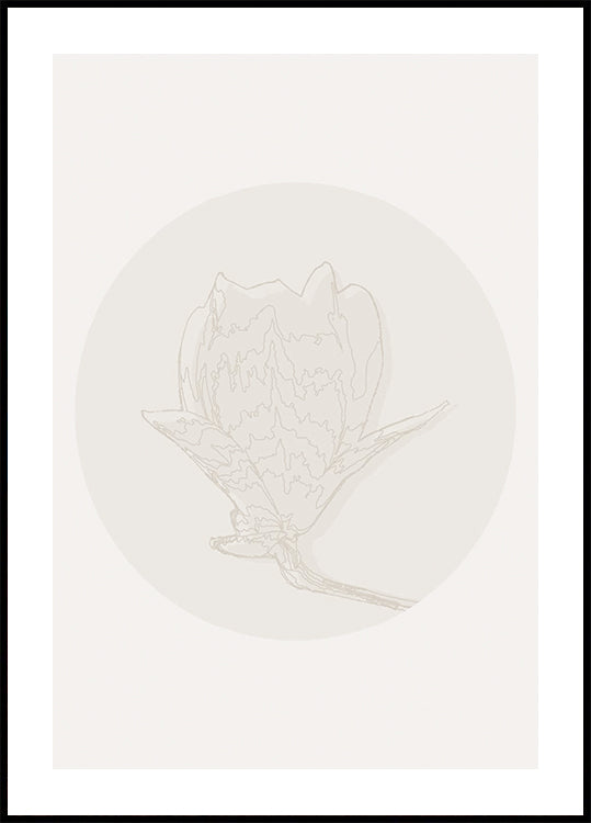 Magnolia Elegance, Botanical Line Art Plakat