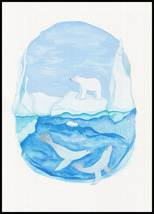 Arctic Life - Frozen Seas - Polar Bear and Seals Plakat