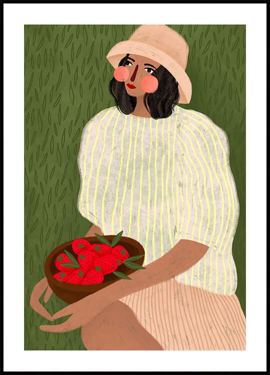 Woman with Strawberries Plakat